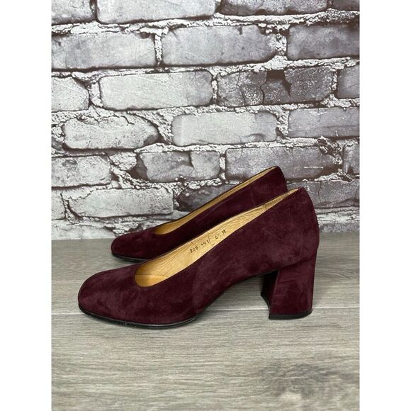 David Aaron Burgundy Maroon Suede Leather Round High Heels Women Sz 6.5M US/37EU - Picture 15 of 16
